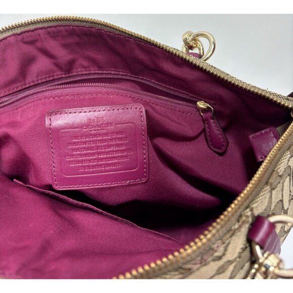 COACH "Kelsey" Handbag Purse Khaki/Dahlia #F36625,As Is staining /discolouration - Picture 15 of 16